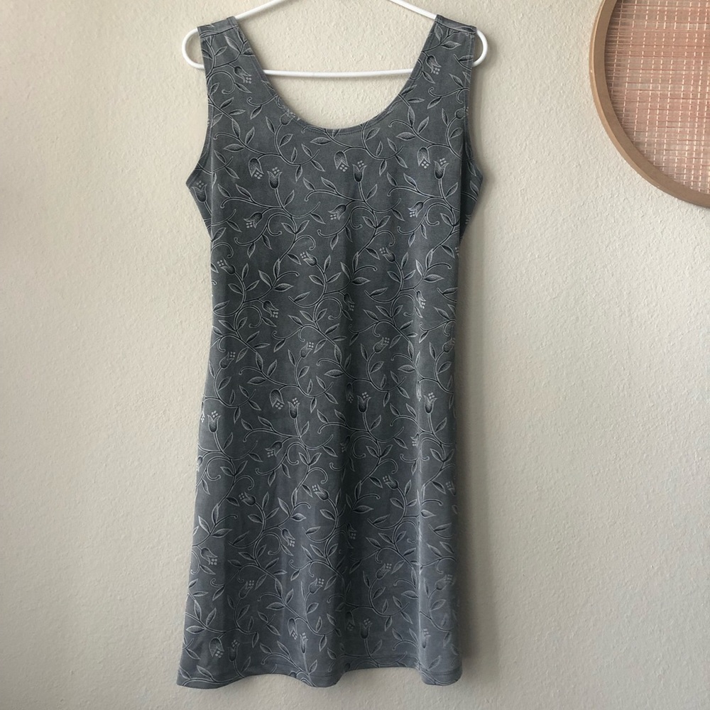 Vintage 90's Es.se USA Grey Floral Slinky Mini Dress